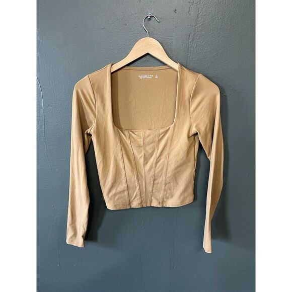 Abercrombie & Fitch Womens Yellow Long Sleeve T-shirt Soft A&F Size Small - Picture 1 of 3